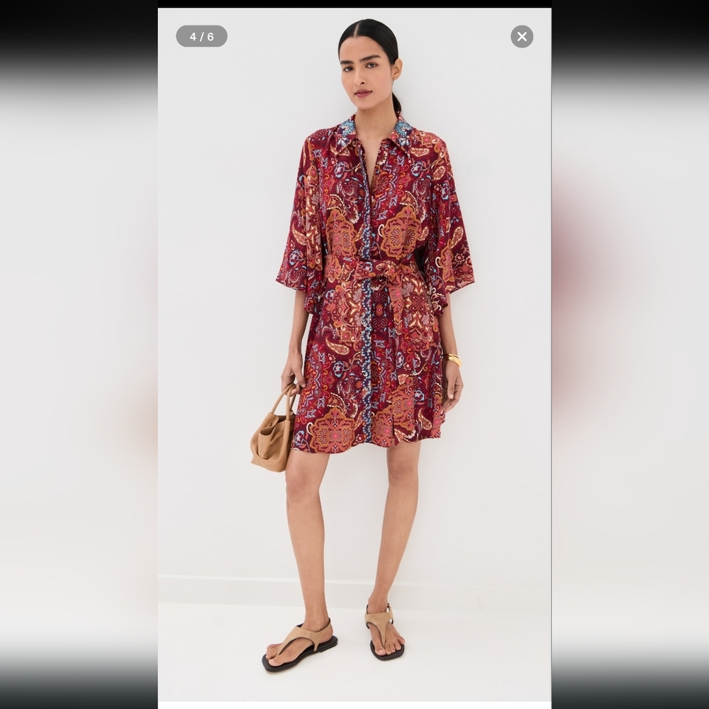 NWT Figue Pamela Dress 100% Viscose Sz S Embroidery Details SAMPLE No Tag